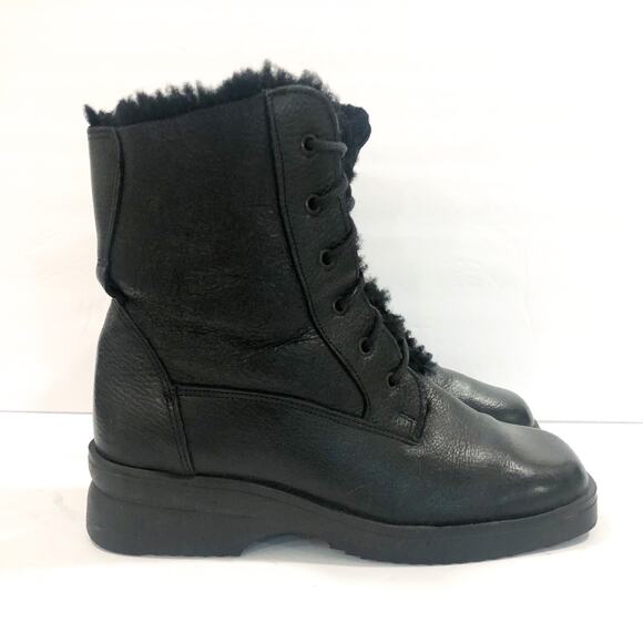 Santana Canada Black Leather Lace Up Boots - Picture 1 of 9